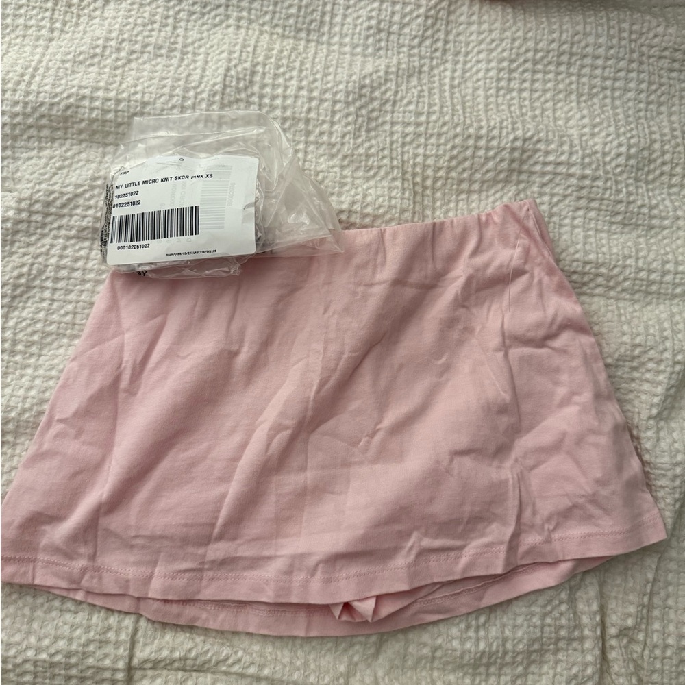 Pink Mini Skirt- Free People My Little Micro Mini Knit Skort